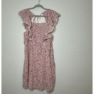 Old Navy Plus Dress Defined Waist Flutter Sleeve Tie Back Sz XXL Flounce Cottage